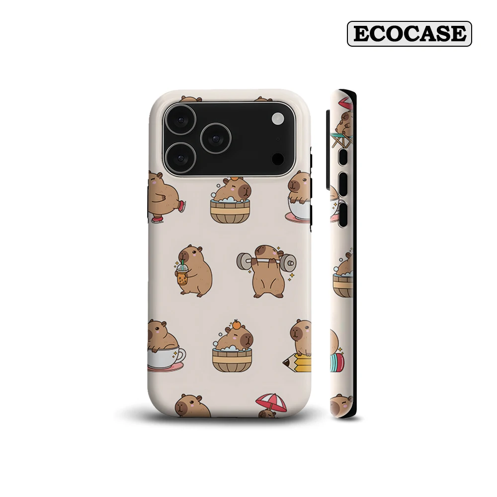 Kawaii Capybara Daily iPhone 17 Must-Haves Handyhülle für iPhone 17 16 15 14 13 12 Pro Max Plus Doppelschichtige Rückabdeckung