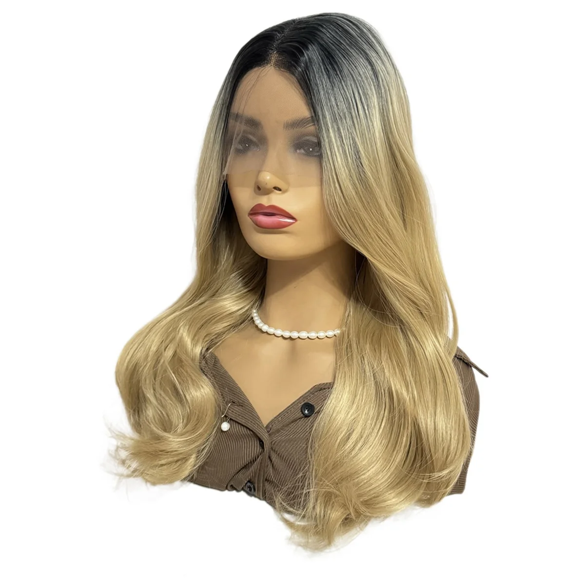 Lace Wig Black Blonde Long Curly Hair Wig Covering for Women Long Wig with Deep Synthetic Wig for Cosplay