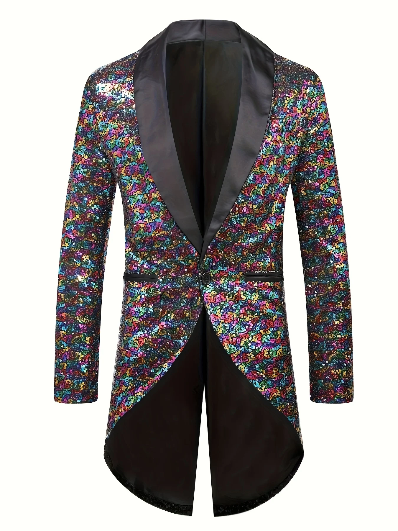 

Fashionable Luxury Sequin Glitter Tailcoat Suit Men Single Button Suit Jacket Party Performance Singer Clothing Prom Costume