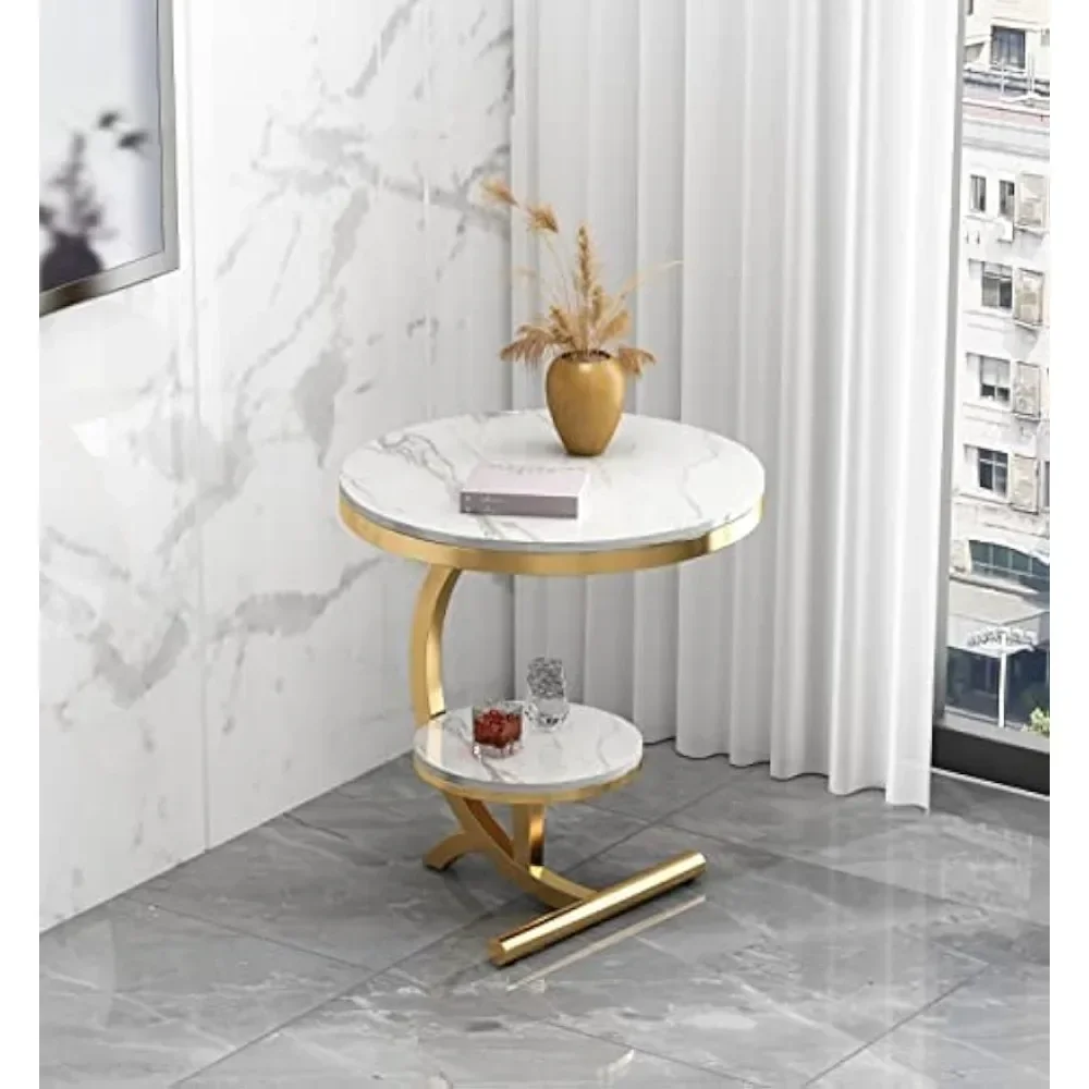 Luxury Marble End Table Decor & More Round Coffee Table Shelf for Home & Living Room |Gold Coffee Table|Outdoor&Indoor Furniture