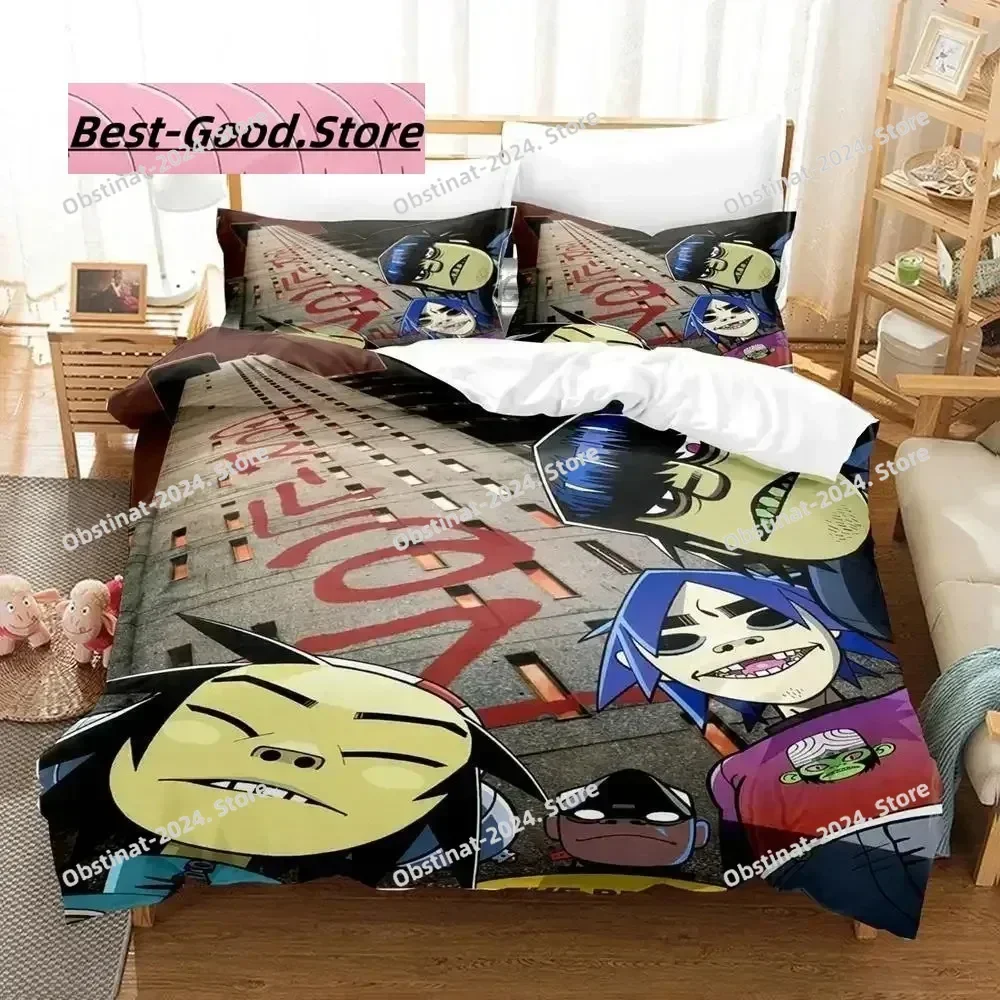 

Top 3D Print Music Gorillaz Bedding Set Boys Girls Twin Queen King Size Duvet Cover Pillowcase Bed cartoon boys Adult Bedroom