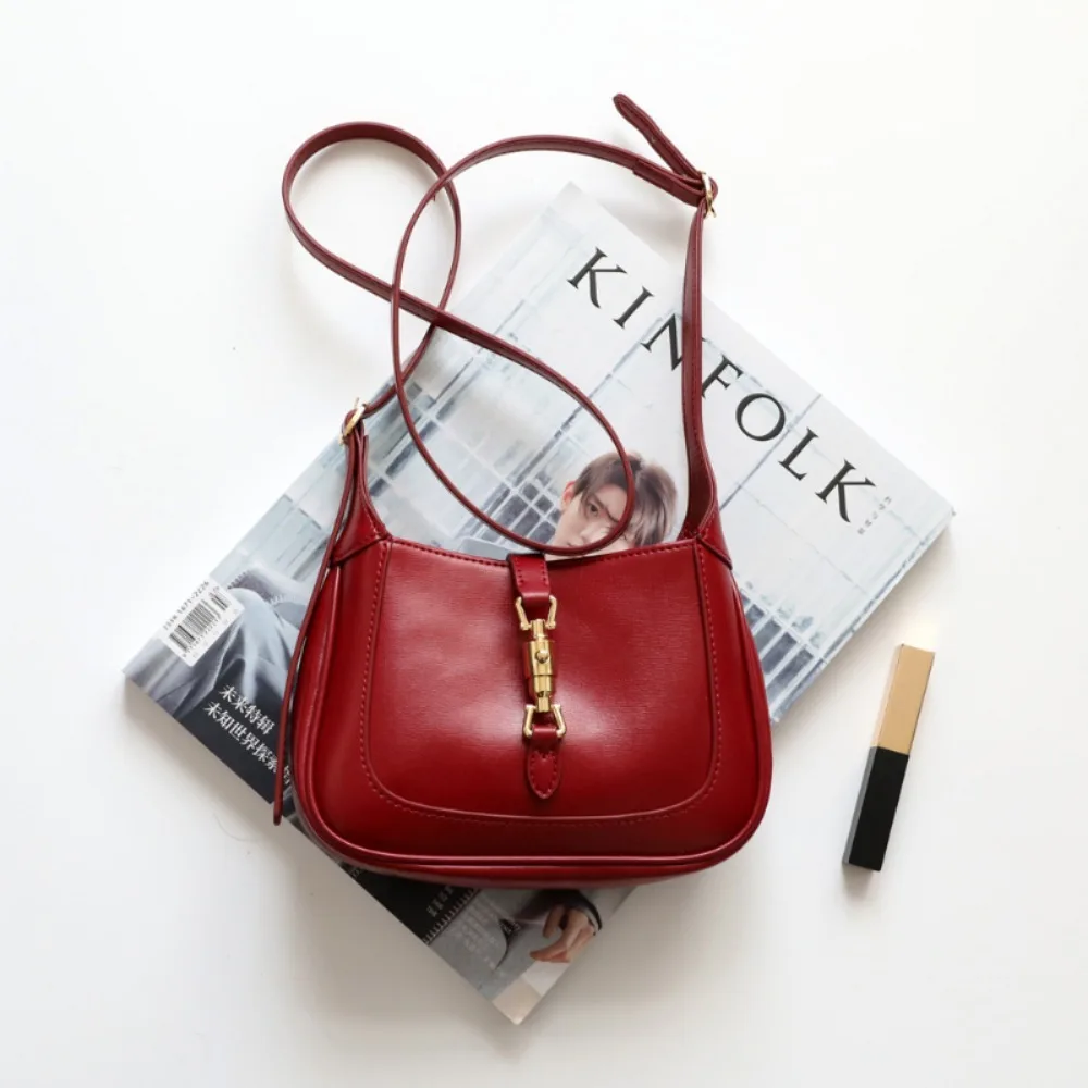 Trend New Elegant Exquisite All-match Handbags Vintage Solid Minority Commuter Dermis Underarm Bags Moda French Style Saddle Bag