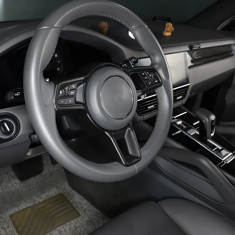For Porsche Macan Cayenne Panamera 718 911 918 ABS Matt Black Texture Interior Steering Wheel Cover Trim Interior Accessories 6