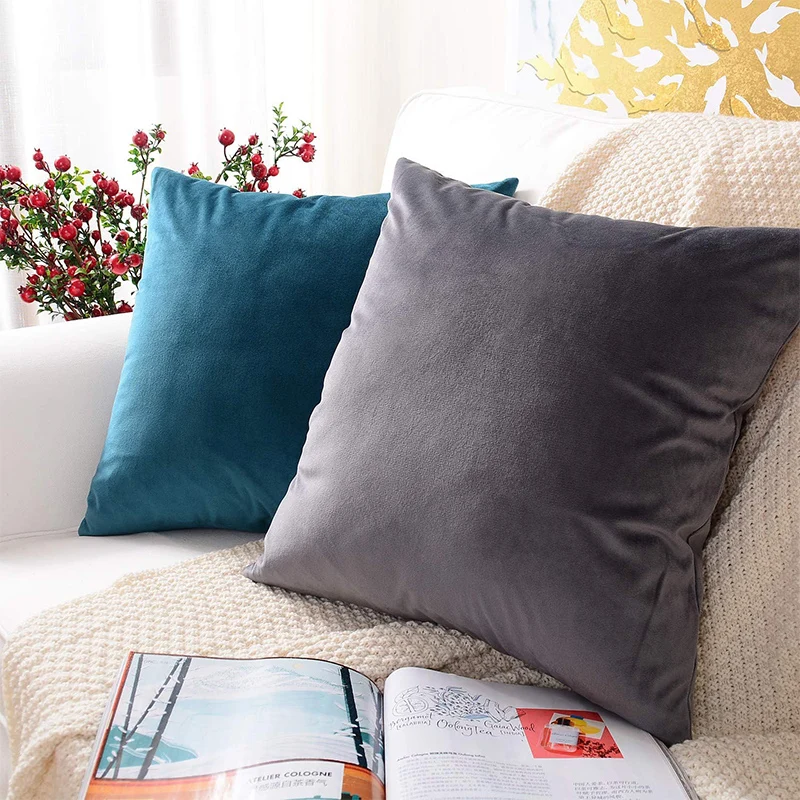 Fashion Velvet Throw Pillow Cover Soft Solid Decorative Square Cushion Case for Sofa Bedroom Car Home 45x45cm Cozy Pillowcase