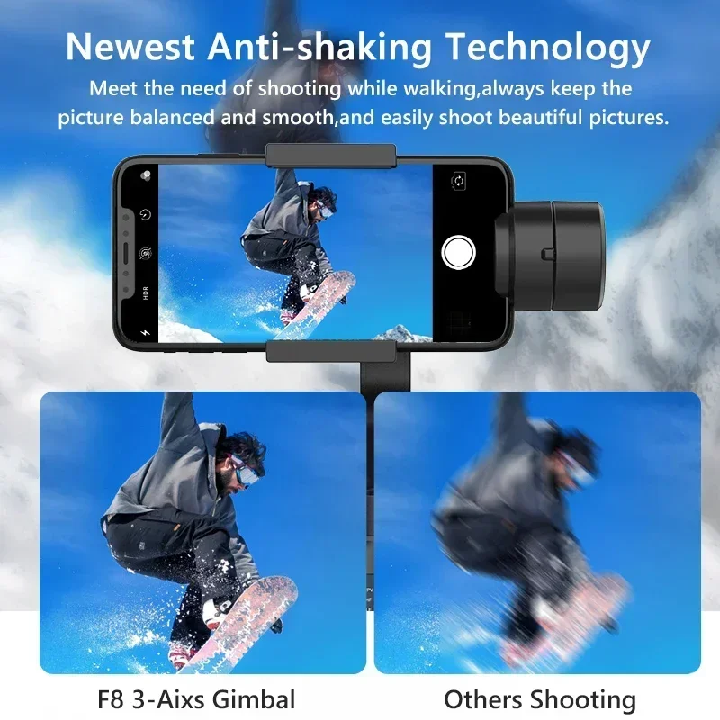 Für Xiaomi iPhone Handy Smartphone F8 Handheld 3-Achsen Gimbal Telefon Halter Anti Shake Video Rekord Stabilisator