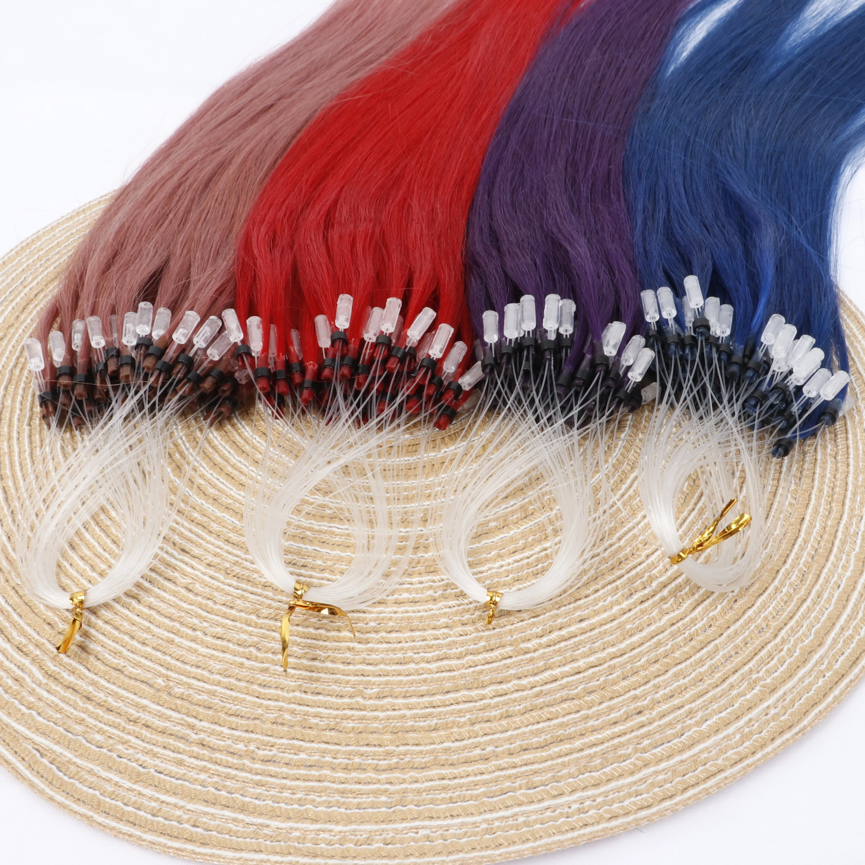 

Micro Link Hair Extensions Human Hair Easy Install No Glue Virgin Human Hair, Colored hair 30g/50 Strands/Pack,12-24inch
