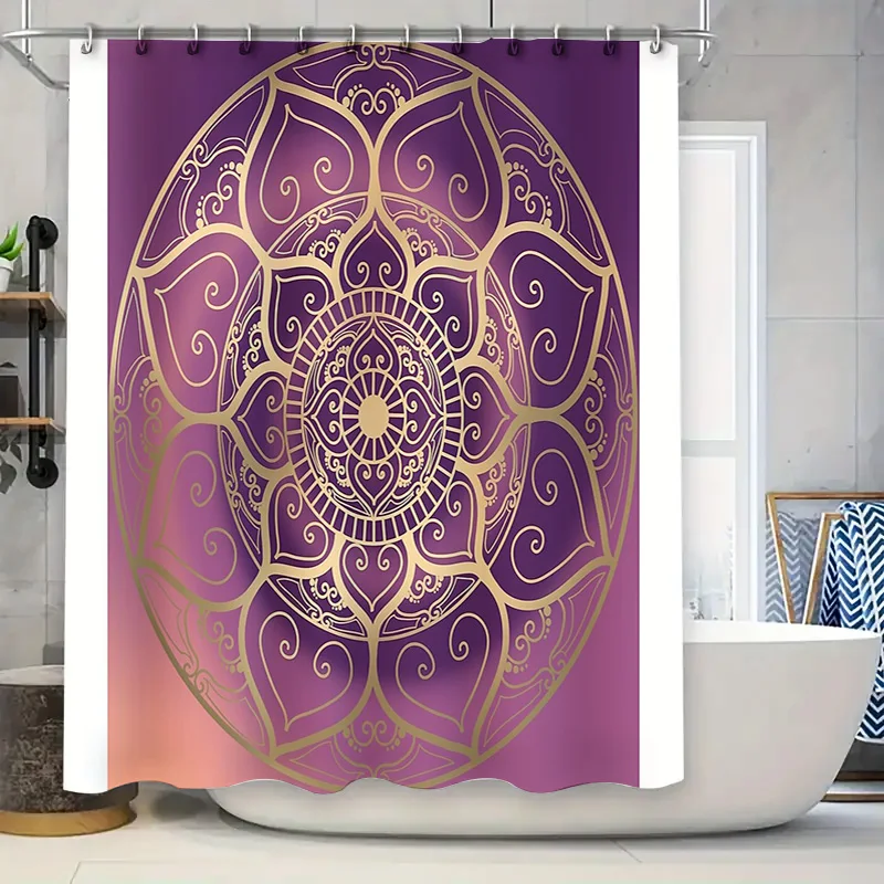 

Boho Shower Curtain Mandala Tapestry Hippie Wall Hanging Floral Bathroom Decor Aesthetic Room Divider Nature Inspired Art Peacef