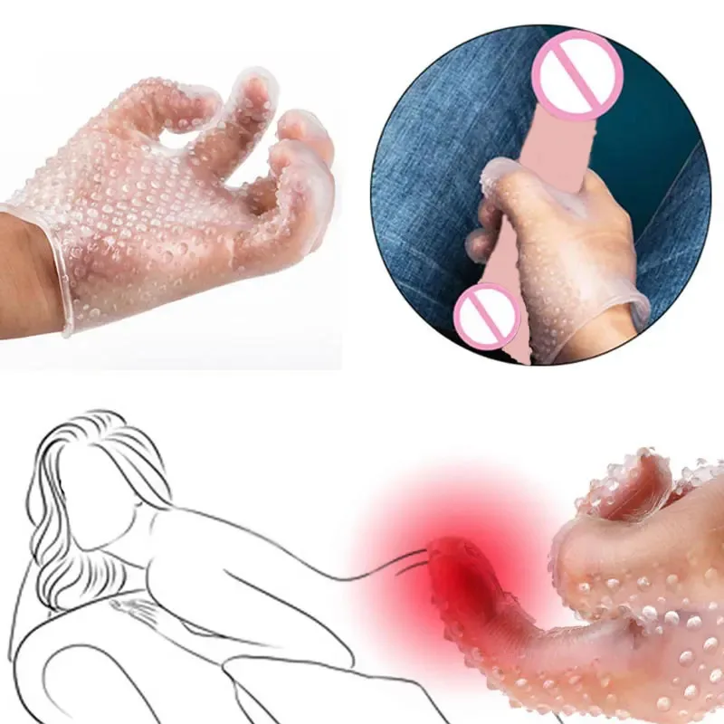 منتجات الجنس الكبار 18 + ألعاب سيليكون المثيرة البظر المهبل للرجال الاستمناء قفازات القضيب مدلك حشفة الأزواج للجنسين #3