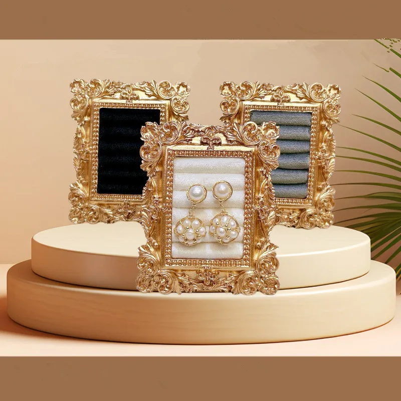 

Retro Mini Photo Frame Ring Display TRAY Small Size Ear Stud Jewelry Display Stand Beautiful handicrafts Tabletop Decoration