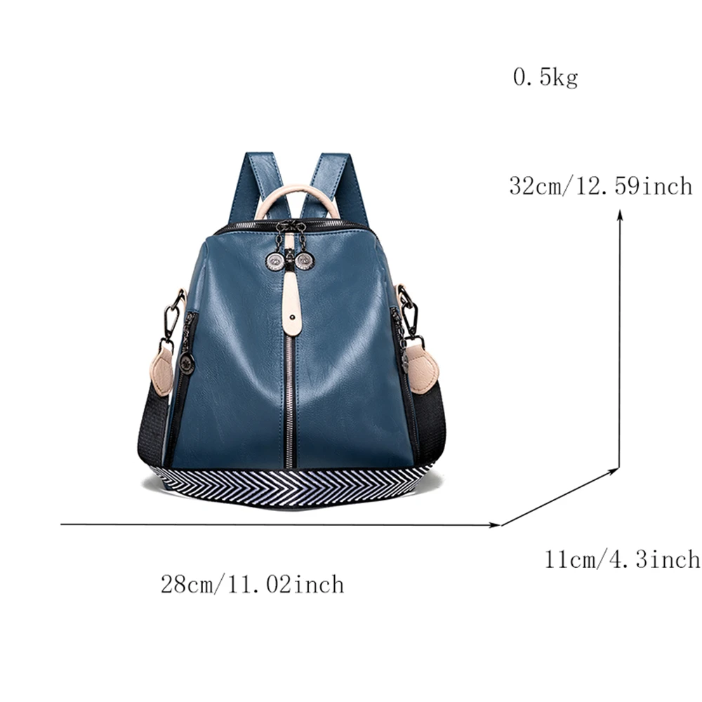 Panelled High Quality Leather Ladies Backpack Multifunctional Double Zipper Ladies Travel Backpack Fashion Ladies Shoulder Bag