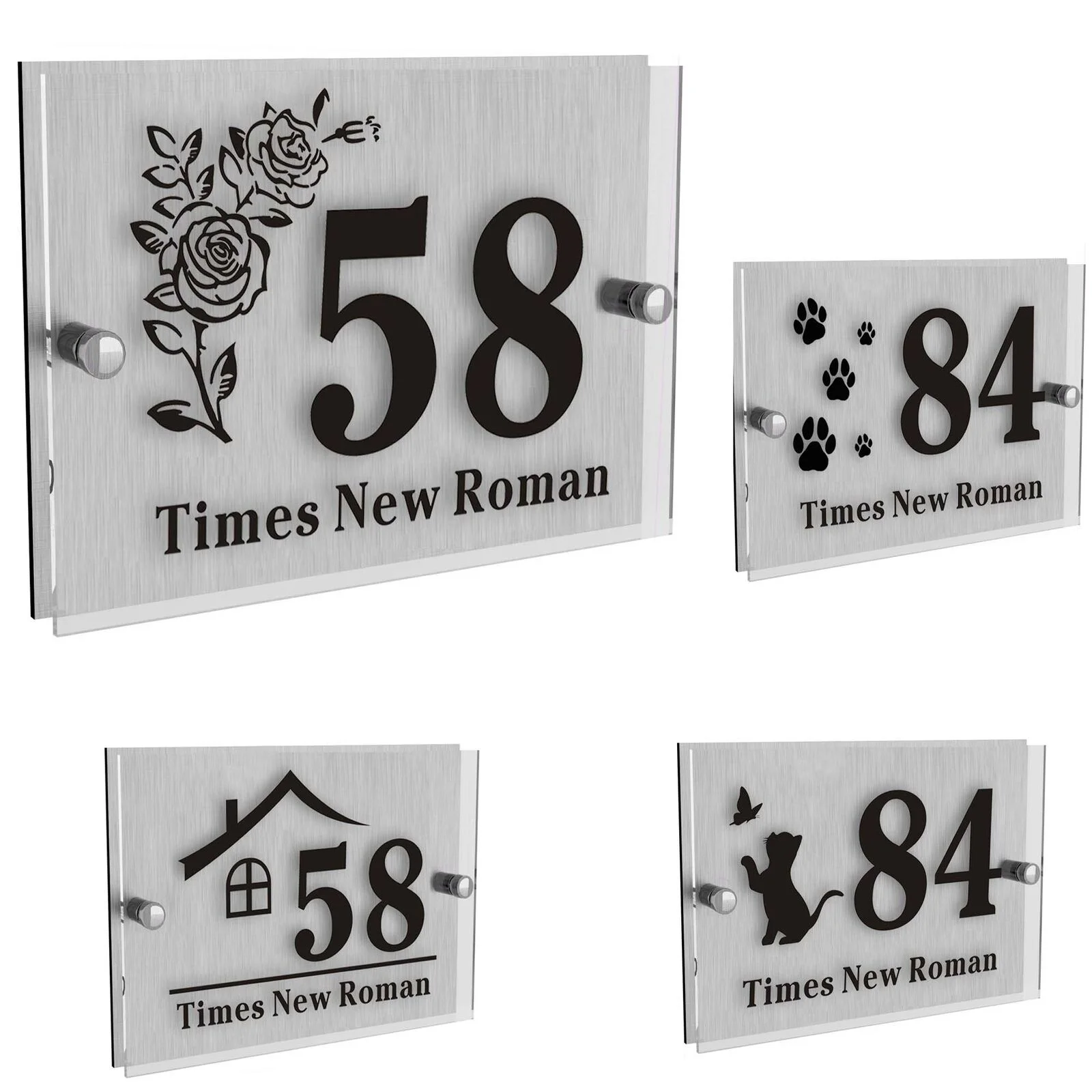 Personalised Modern House Number Plaque Acrylic House Sign Door Number Plate Both Outside and Inside