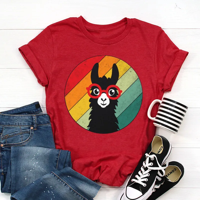 Llama Vintage Retro Alpaca Costume T-Shirt  Llamas Animal Lover Gift  Cute Llama Birthday Party Tee shirts for women  y2k top
