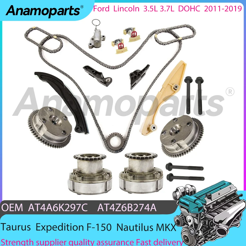 Engine Timing Chain Kit Cam Phaser VVT For 11-19 Ford Taurus Expedition F-150 Lincoln MKX Nautilus 3.5 3.7 L T DOHC AT4A6K297C