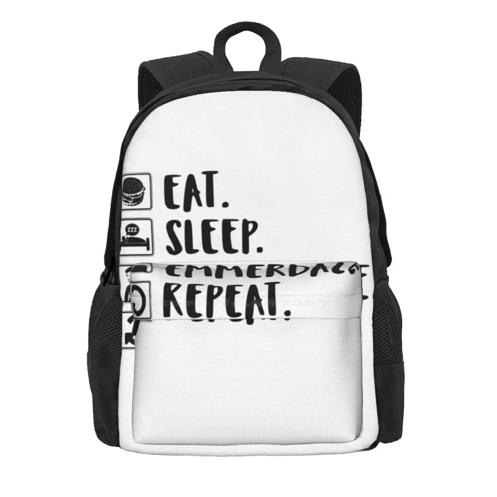 Eat. Sleep. Emmerdale. Repeat. Hot Sale Schoolbag Backpack Fashion Bags Robron Robert Sugden Uk Tv Soap Operas Corrie Fans