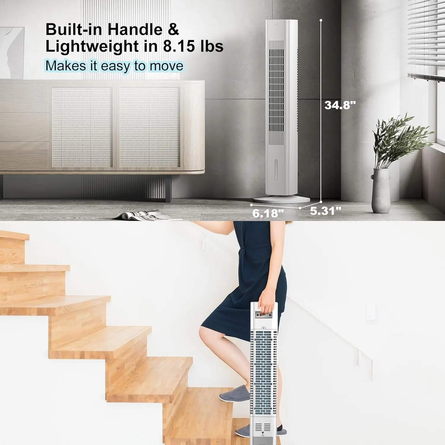 Portable Air Conditioner Ac Units with Remote, Evaporative humidifier Air Tower Cooling Fan, Small Indoor Outdoor Oscillating Sw