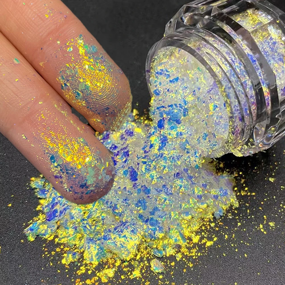 0.1g/Jar Aurora Chameleon Nail Art Opal Flakes Holographic Magic Mirror High Gloss Powder Iridescent Mermaid Chrome Pigment Dust image 2