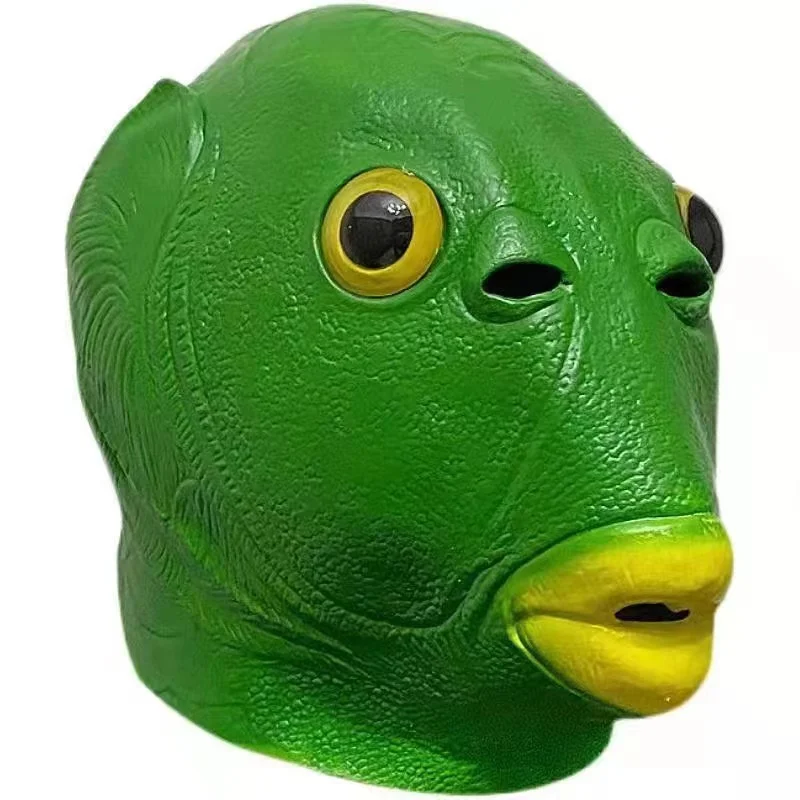 Halloween Green Fish Head Monster Mask, Toy, Sand Sculpture, Play, Strange, Head Cover