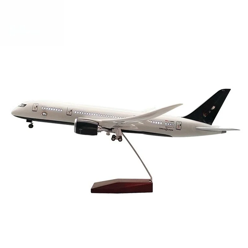 

Simulation of civil aviation passenger aircraft model with wheels and lights, aircraft model