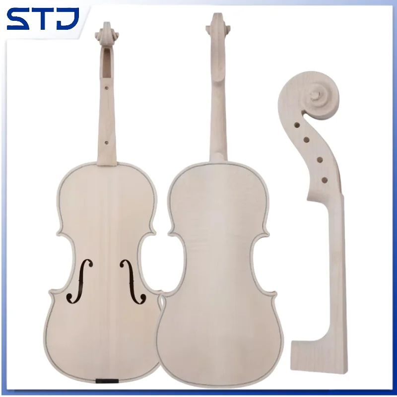 Unfinished violin 4/4 3/4 1/2 1/4  White violin DIY white plain fiddler Natural Ebony violin spruce wood panel accessories part