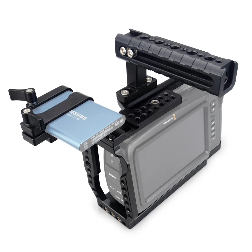 Magicrigbmpcc 4K / 6K هيكل قفصي الشكل للكاميرا مع مقبض علوي + T5 SSD جبل ل Blackmagic جيب سينما كاميرا BMPCC 4K / BMPCC 6K