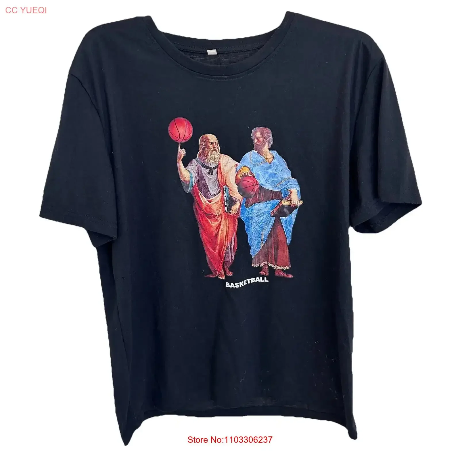 T-shirt de basket-ball Platon Aristote pour homme, humoristique, théâtral, de survie, de philosophie, vintage, délavé, streetwear, légèrement respirant
