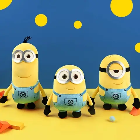 Echte Minions-Filmfiguren, gelbe Plüschtiere, Bob Stuart, weiche Puppen, Spielzeug und Hobbys, Weihnachts- und Geburtstagsgeschenke für Kinder