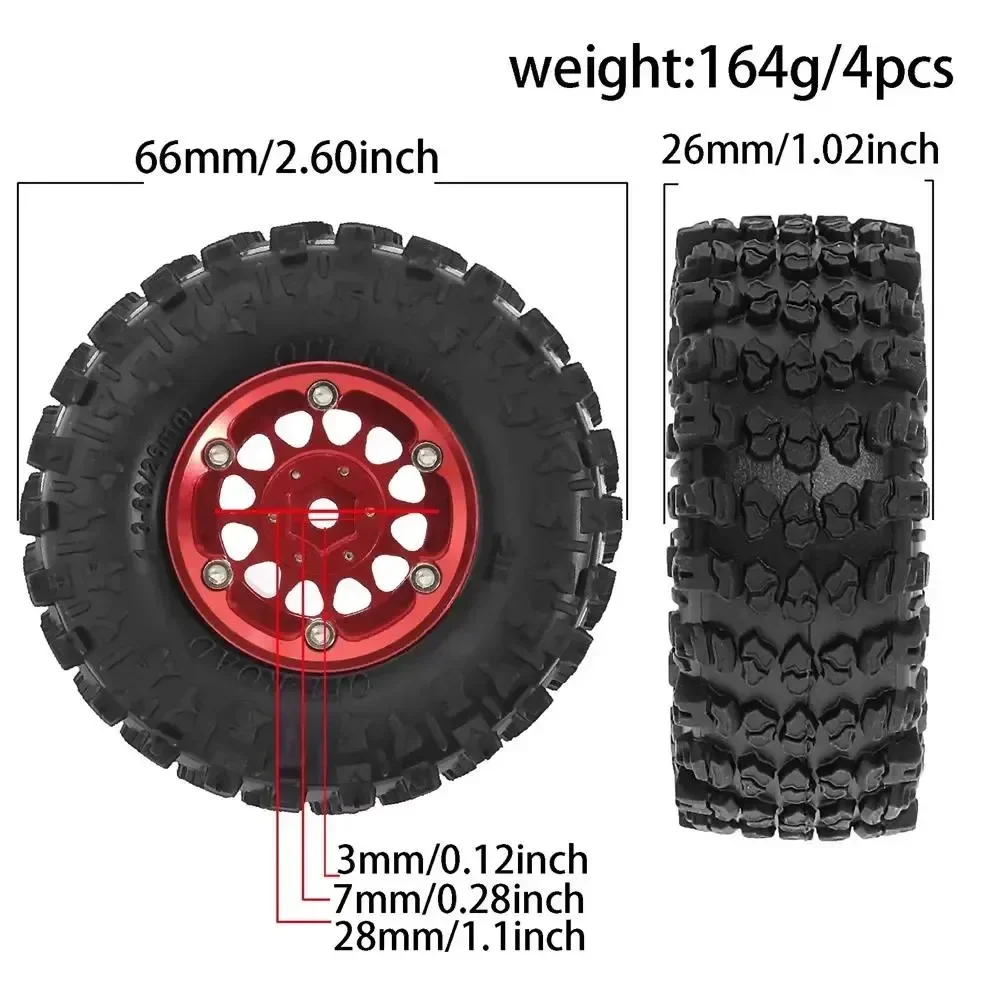 

New Claw 66*26mm Mud Terrain 1.3" Wheel Tires Set for 1/18 TRX-4M RC Crawler Car