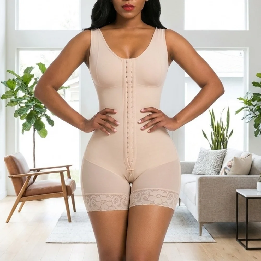Women's Corset Full Body Shaper High Compression Bustier Girdle with Brooches Postpartum Slimming Tummy Control Fajas Colombiana