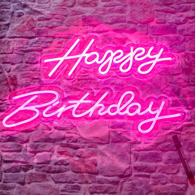 Custom Neon Sign Lights For Room Decor Party  Decoration Flex Led Happy Birthday Neon Sign Lights