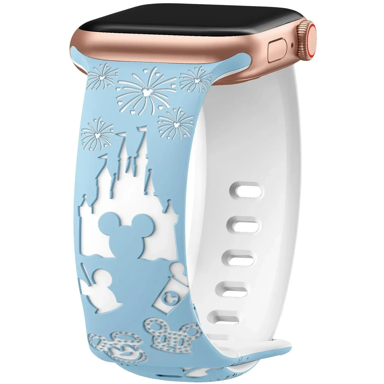 Two-tone Silicone Band Engraved Strap for Apple Watch8/7/ultra3456SE Sport Wrist bracelet