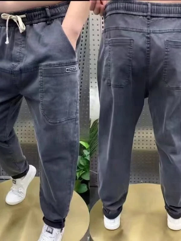 Loose Fit Large Size Men's Denim Jeans Casual Harlan Pants Fashionable Elastic Straight Leg Trousers Autumn 2026 Casual Wear