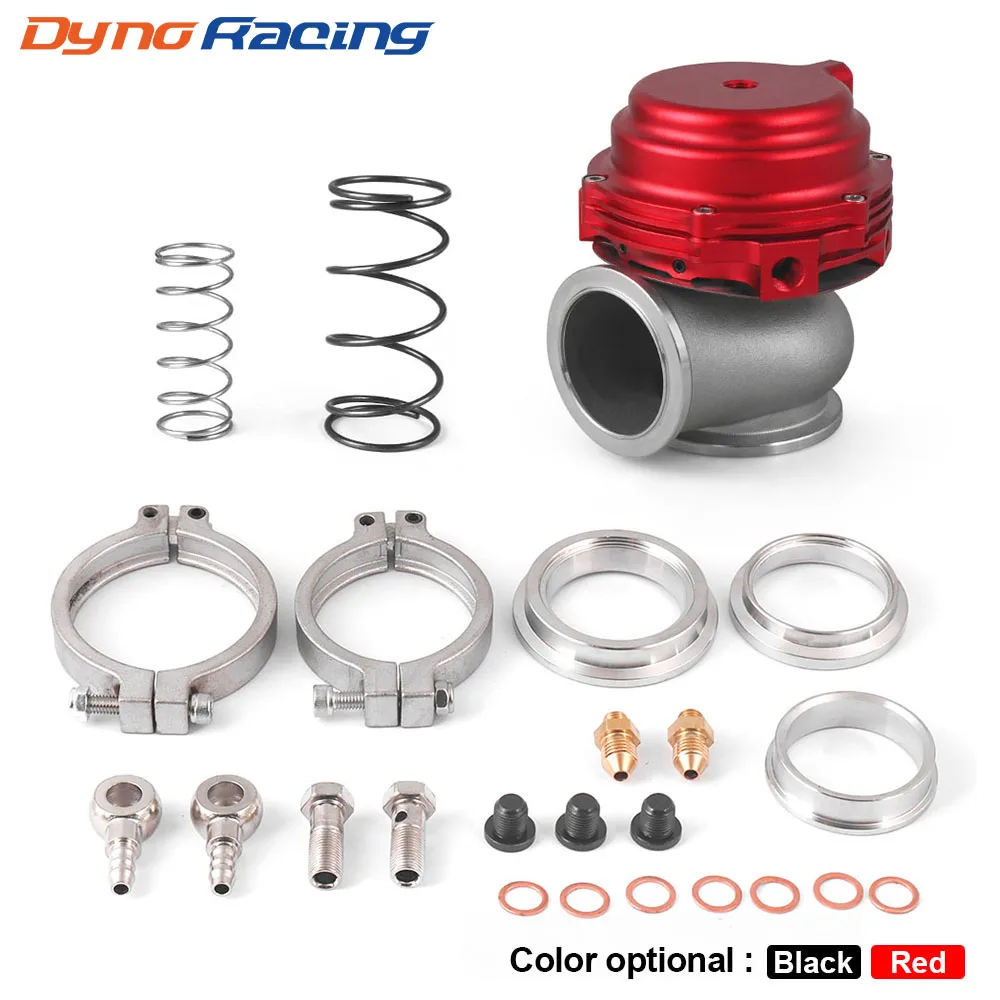 Dynoracing 44mm Wastegate External Turbo With Flange Hardware,V-Band Flange and Spring 14PSI Red Black