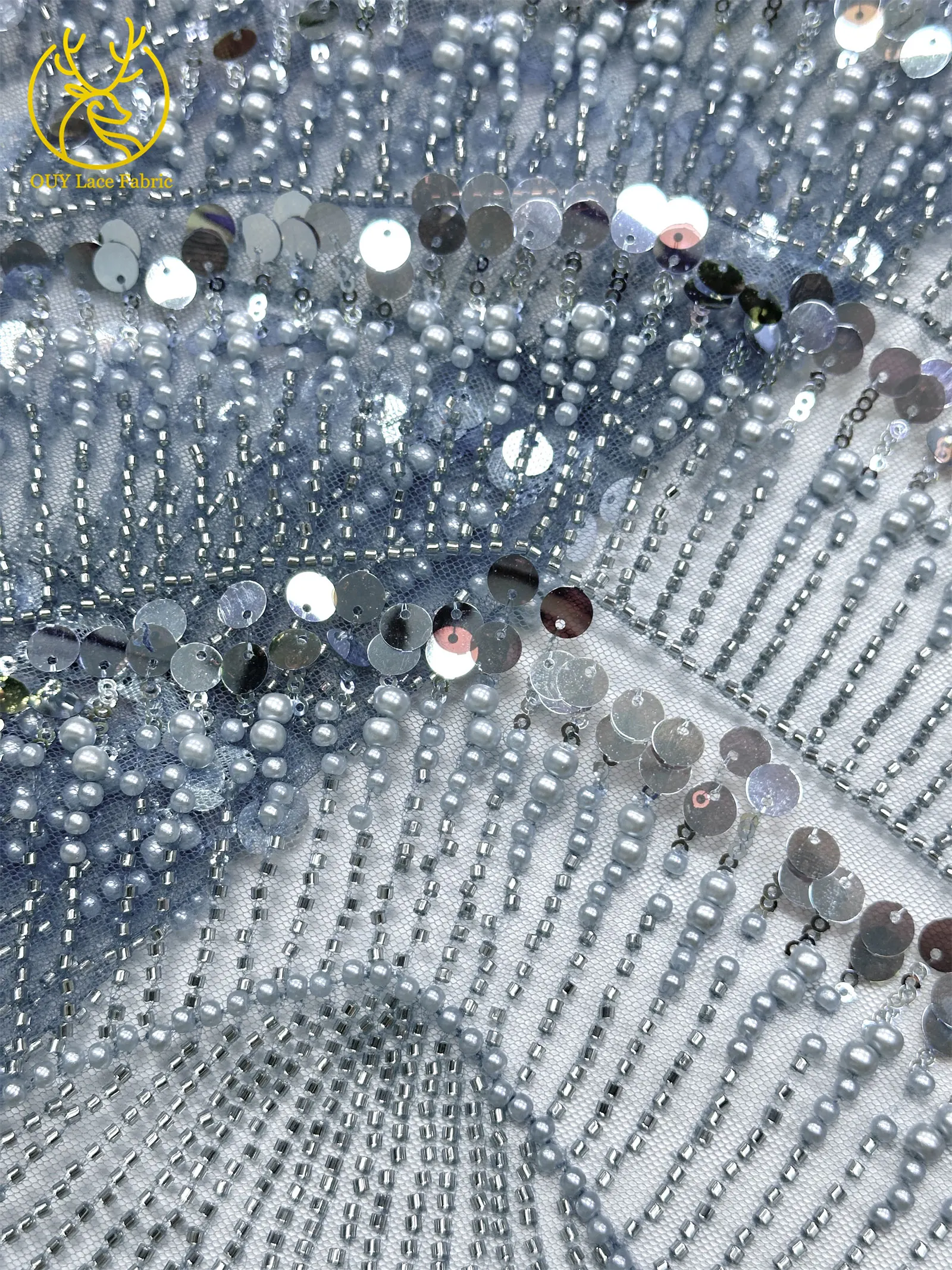 Modischer Afrikanischer Perlen-Pailletten-Spitzenstoff 2026 Hochwertiger Nigerianischer Mesh-Tüll-Spitzenstoff für Damen-Abendkleider zum Nähen – Detail 26