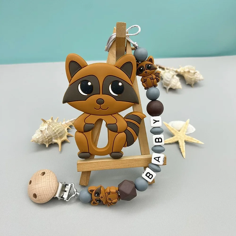 

Custom English Russian Letter Name Silicones Quirrel Pacifier Clip Chain Teether Pendant for Baby Pacifier Kawaii Teether Gift