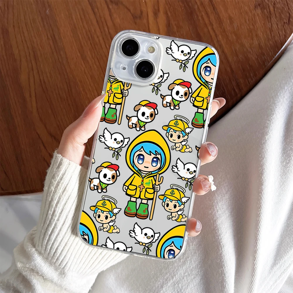 Cute V-Vatican M-Mascot L-Luce Phone Case For iPhone 11 13 16 15 14 12 Pro Max Plus Clear Transparent Soft Shell