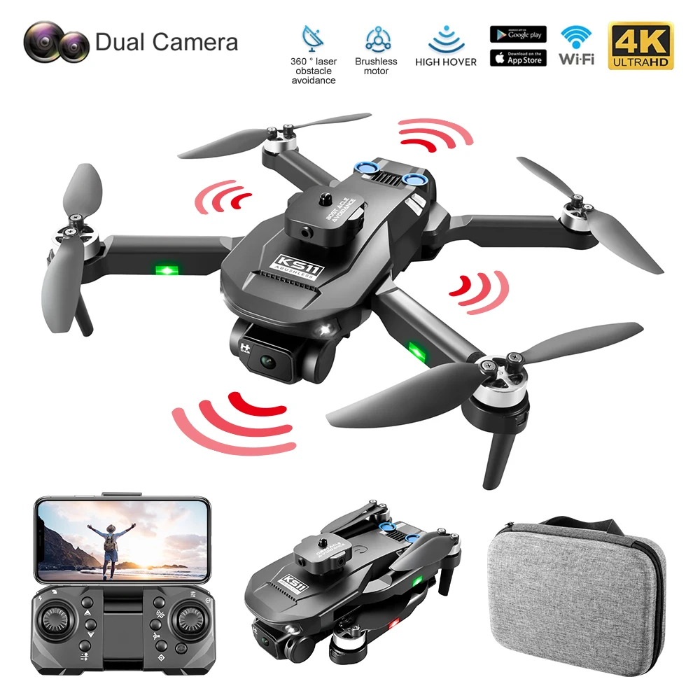 LS KS11 Mini Drone 4K Professional 8K Dual Camera Obstacle Avoidance Optical Flow Positioning Brushless RC Dron Quadcopter