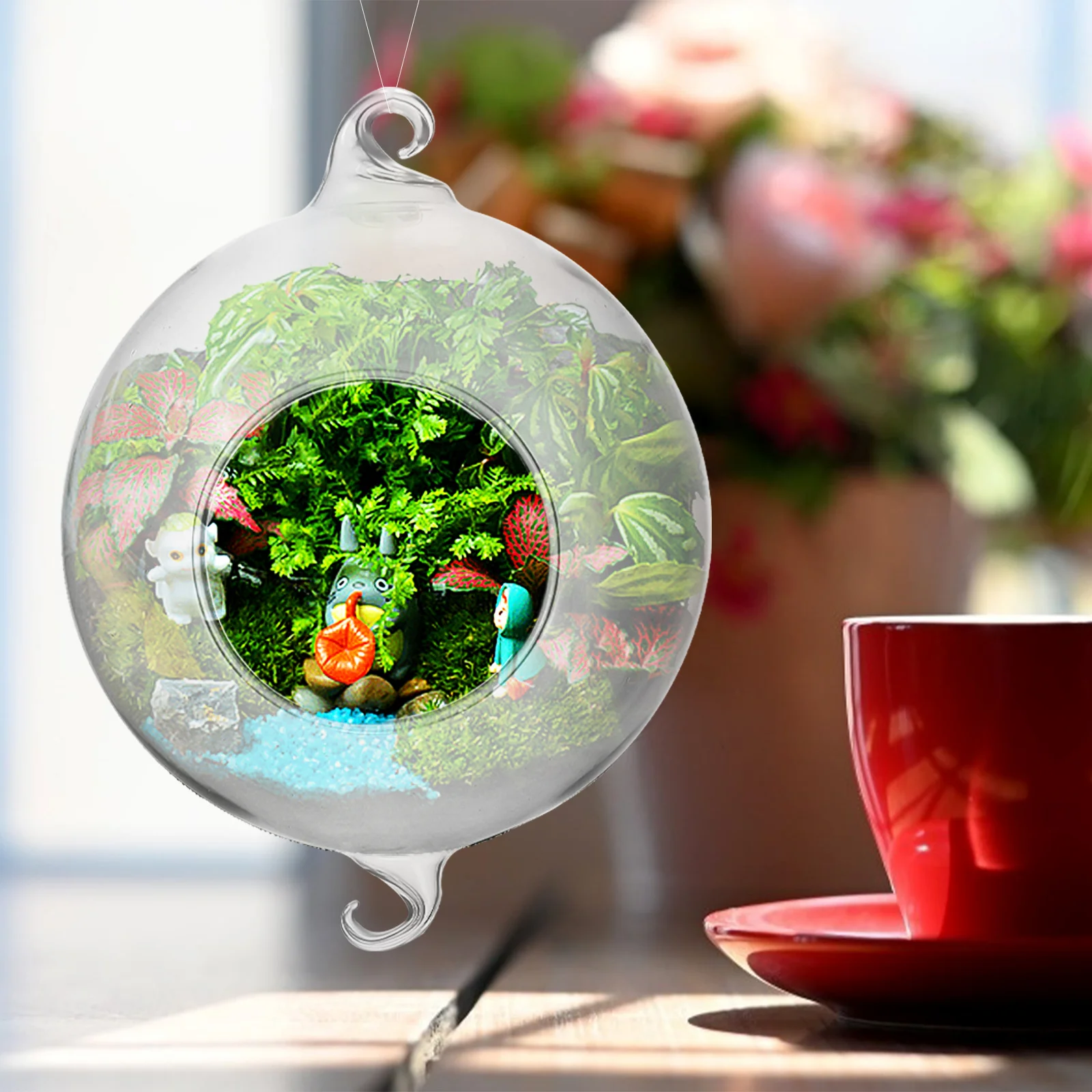 

2Pcs Round Ball Glass Planter Hanging Clear Vase for Plants Flowers Modern Hanging Bottle for Garden Home Decor Stylish and