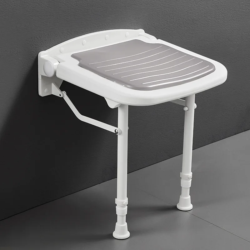 

Wall Mounted Folding Stool Anti-Slip Shower Bench for Elderly Space-Saving Toilet Sitting Bench Alloy Bathroom Stool