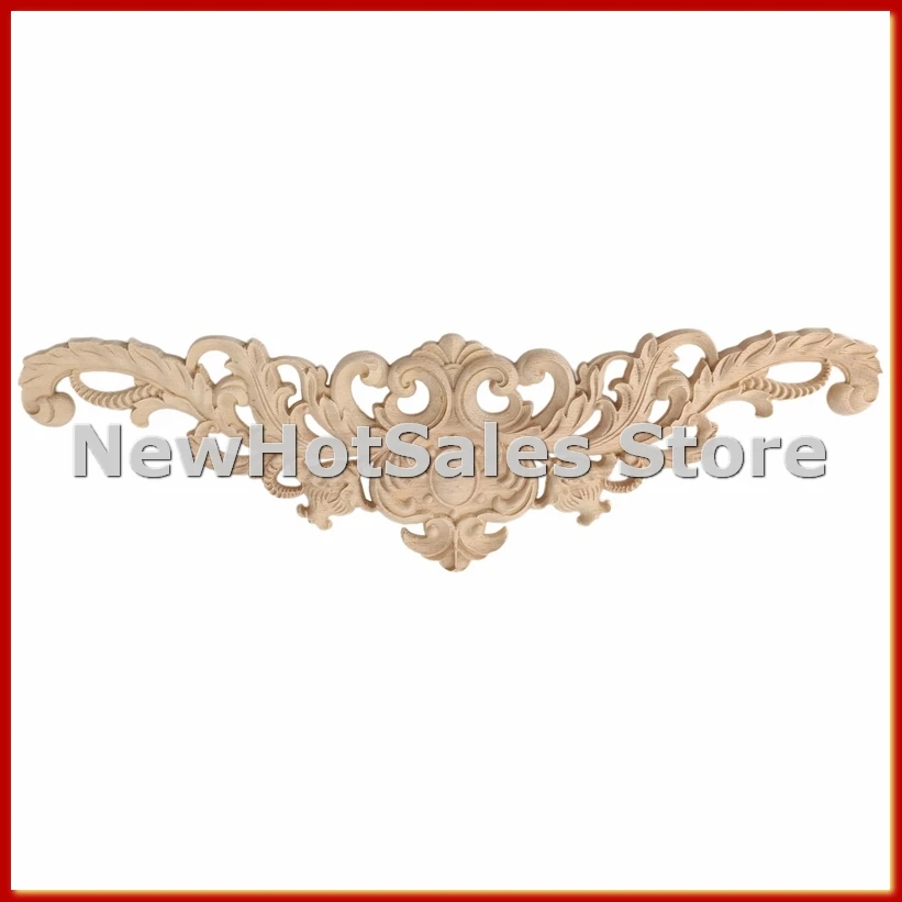 

40x12cm Exquisite Classic Rubber wood Carved Applique Furniture Natural Decal Wood color-ABFB