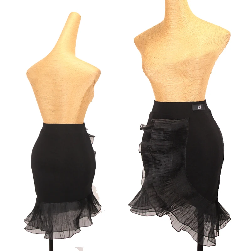 Nuove gonne da ballo latino da donna Sexy Ruffles Hip Wrapping Dance Skirt Chacha Rumba Tango Dress Latin Practice Clothes DQL8266