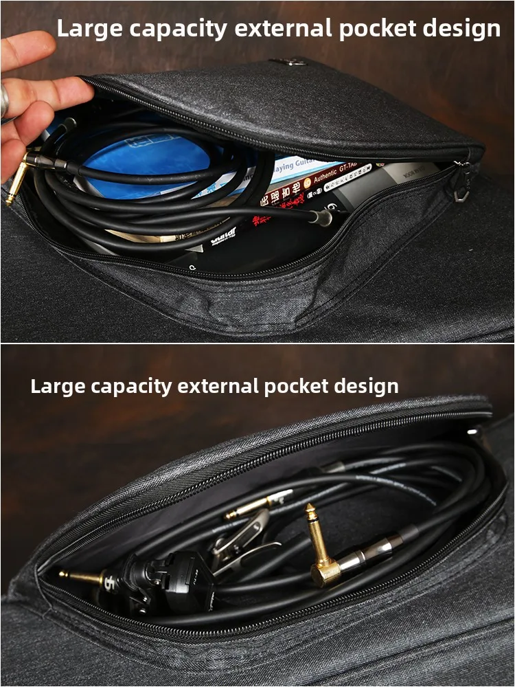 حقيبة جيتار كهربائي وبيس قطنية سميكة للغاية مقاس 36×4 بوصة، مقاومة للماء والصدمات، حقيبة جيتار بحمالة كتف مزدوجة
