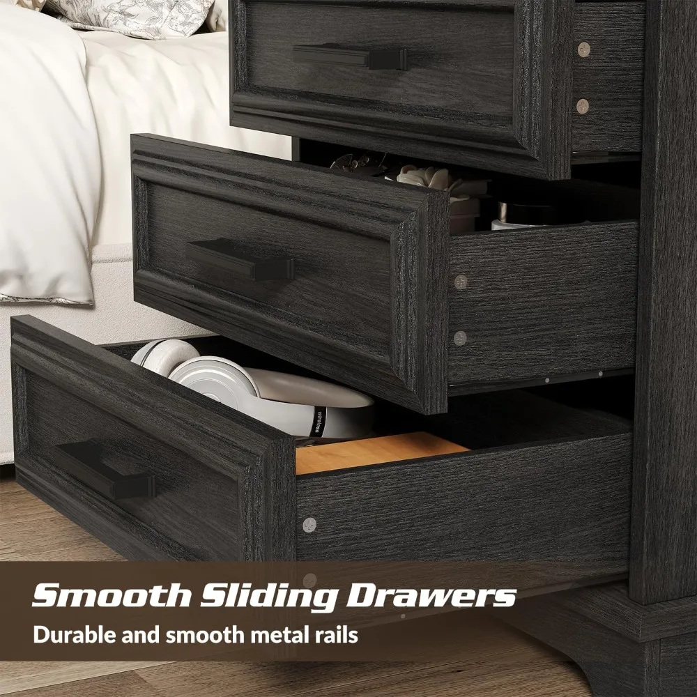 منضدة مزرعة بعرض 24 بوصة مع قاعدة شحن، منضدة رمادية داكنة مع 3 أدراج كبيرة، طاولة نهاية خشبية ريفية لـ B #5