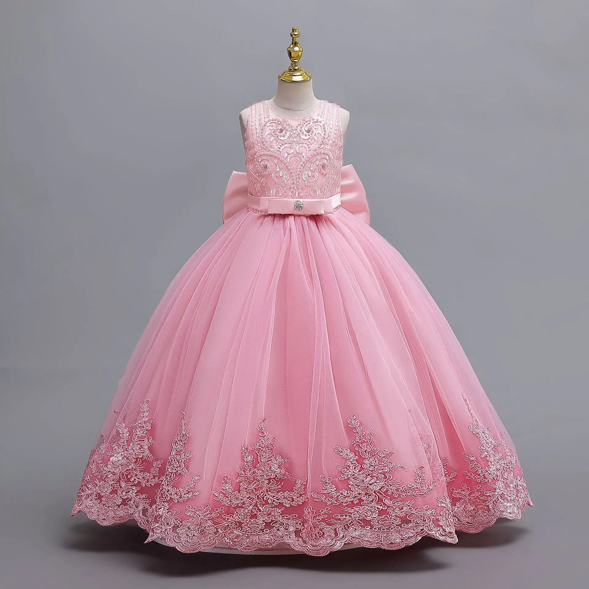 4-12 Jahre Altes Mädchen Elegantes Kleid Transparentes Festliches Geburtstags-Prinzessinnenkleid Langes Karnevals-Abendkleid Sommerkleidung – Detail 11