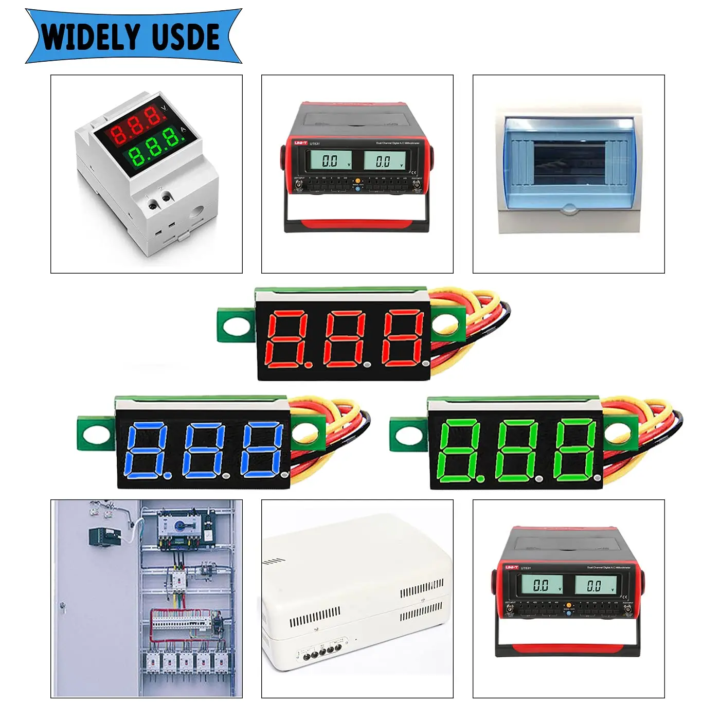 Mini 0.28,0.36,0.56 3 Digit LED Display DC 2.5-30V 0V-100V 2/3 Wire 3 Digit Voltage Panel Meter Display LED Color