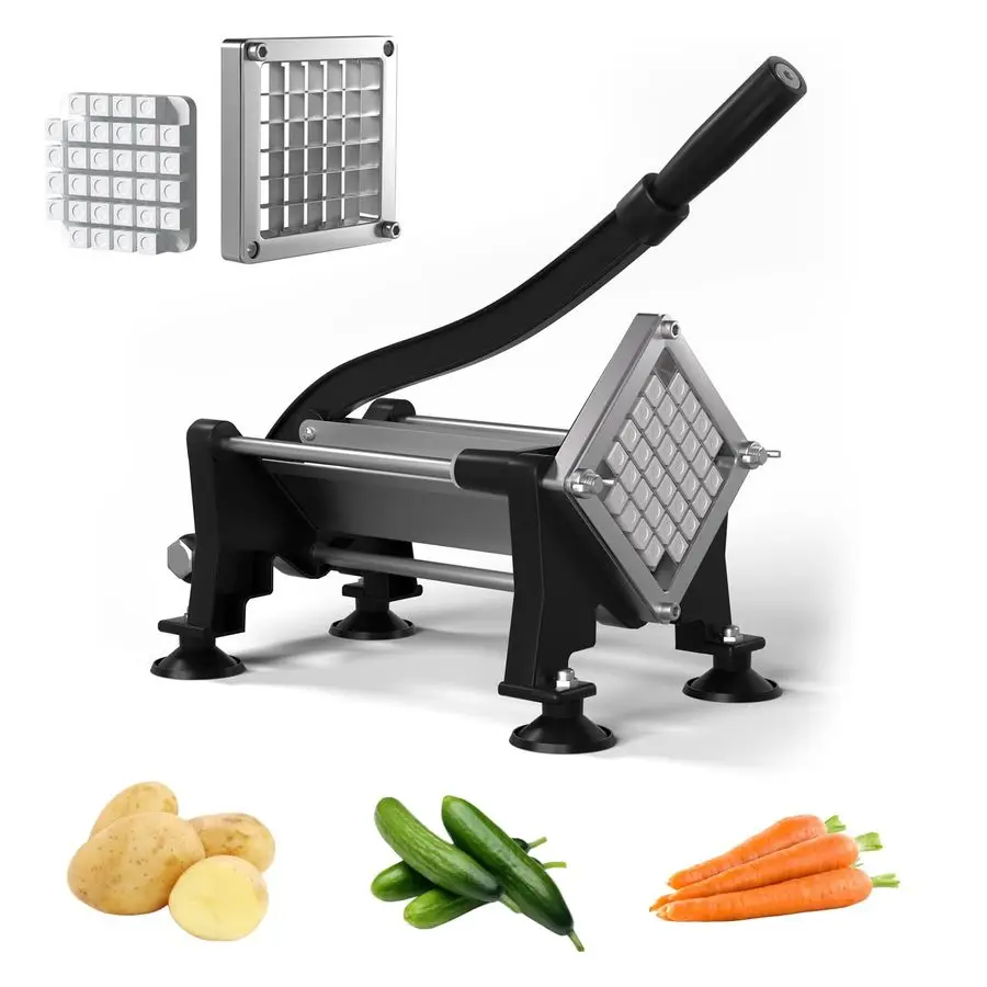 

Fry Cutter for Potatoes, Heavy Duty Potato Slicer, Stainless Steel Potato Chopper Set with 1 2 Inch Blades for Sweet Potato, Car