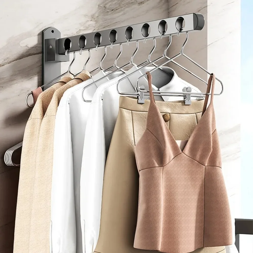 

Wall Mounted Wall-Mounted Clothes Hanger New Closet Durable Storage Hanger Stainless steel Folding Retractable Hook Home