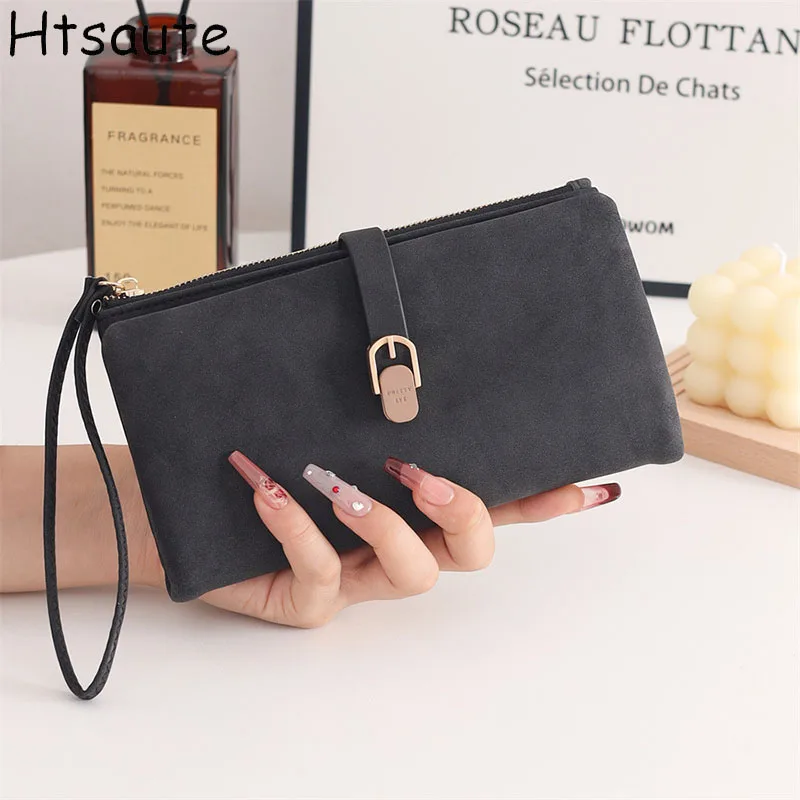 Simple Women Fashionable Long Wallets Pure Blue Luxury Brand Letter Printed Style Women's Card Bag Purse ID Card Holders
