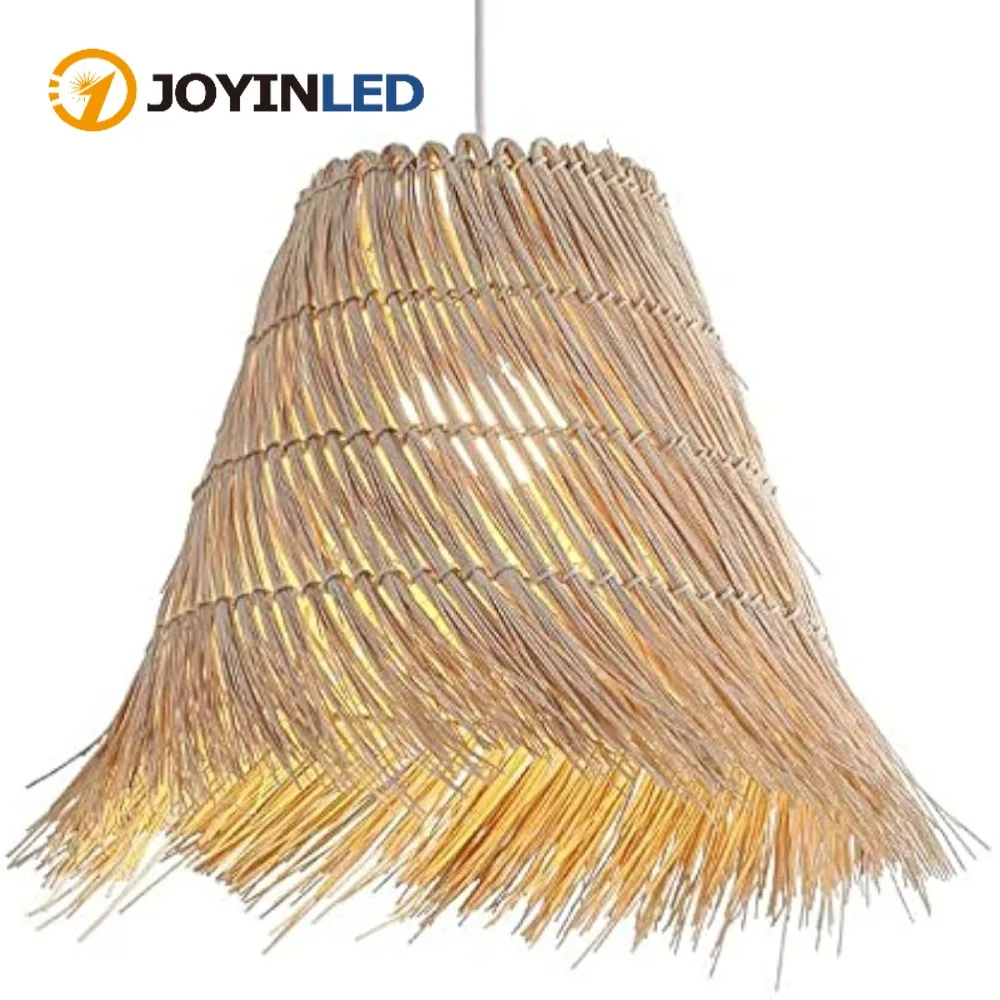 

Modern Chandeliers Bamboo Wicker Rattan Ceiling Light Fixture Industrial Bamboo Woven Hanging Lighting E27 Pendant Lamp in Beige