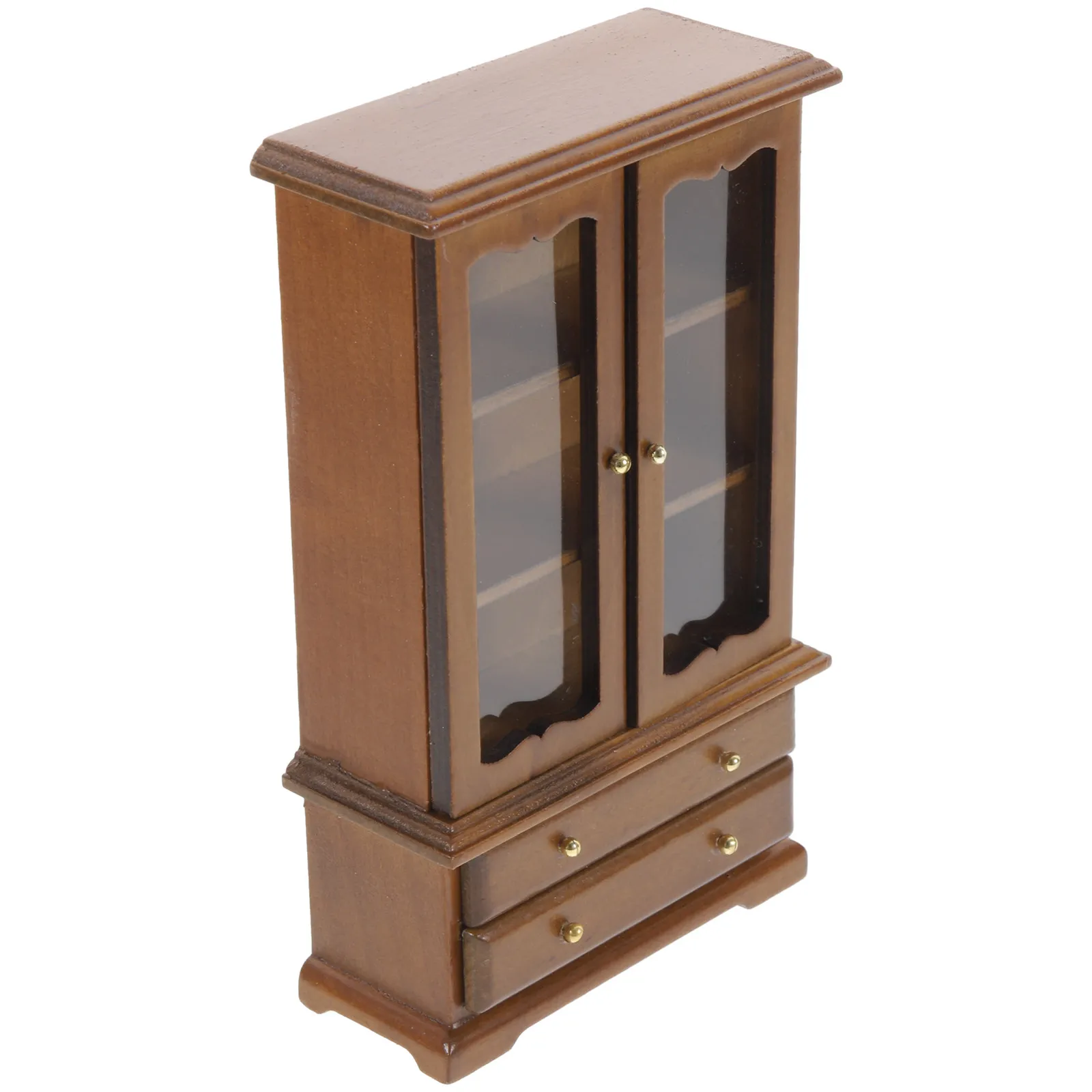 

Exquisite Miniature Bookshelf 1:12 Scale Wooden Glass Construction Large Storage Capacity Mini House Furniture Display Shelf