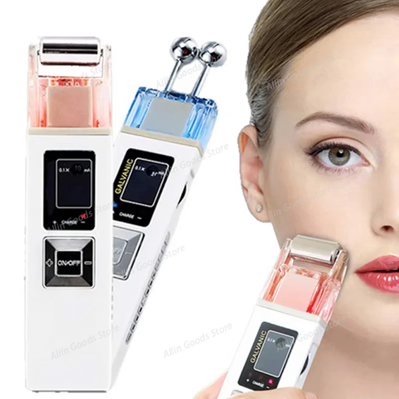 Wireless Galvanic & Microcurrent Facial Device Skin Firming Tightening Massager Roller Face Skin Care Cleansing Tool